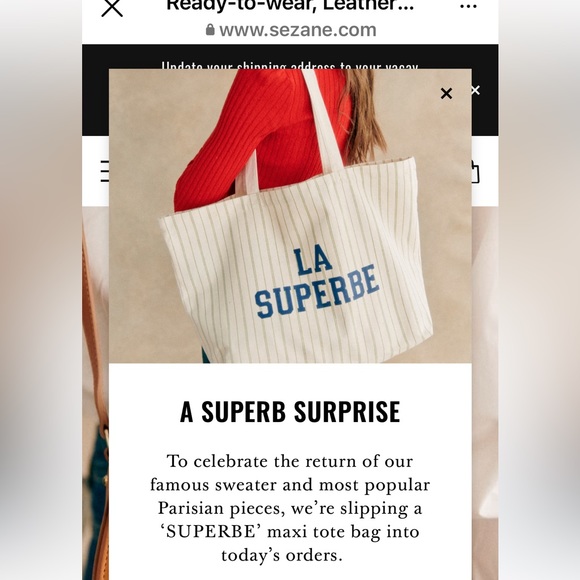 Sézane “La Suberbe” tote with green pin stripes - Picture 5 of 5